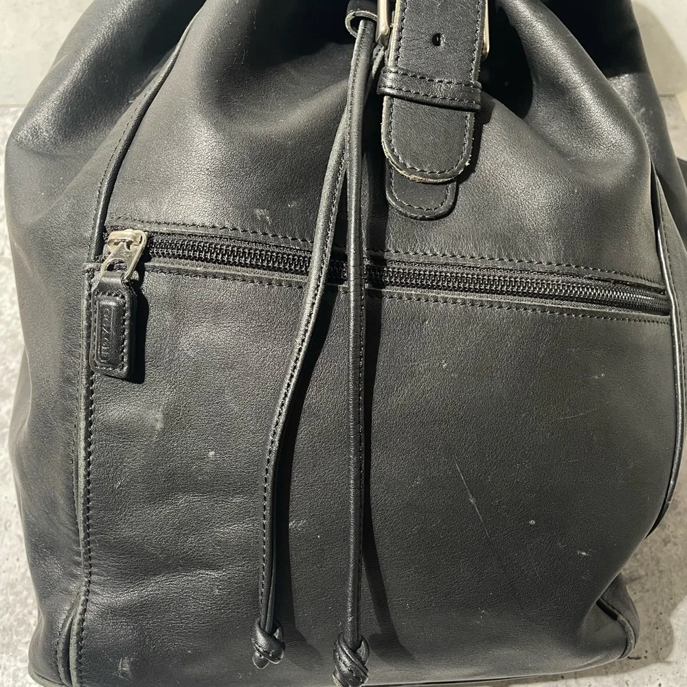 VTG COACH black leather XL BACKPACK 0529 - Picture 10 of 16
